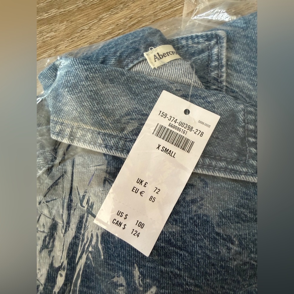 Abercrombie & Fitch Denim Shirt Dress XS Medium Wash Button Front Mini NWT - Picture 8 of 10